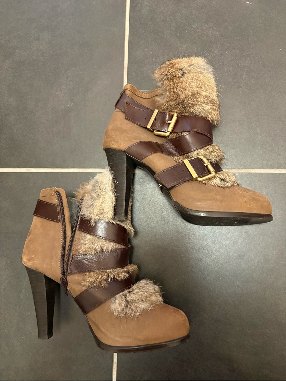 Vintage Japanese rabbit fur boots